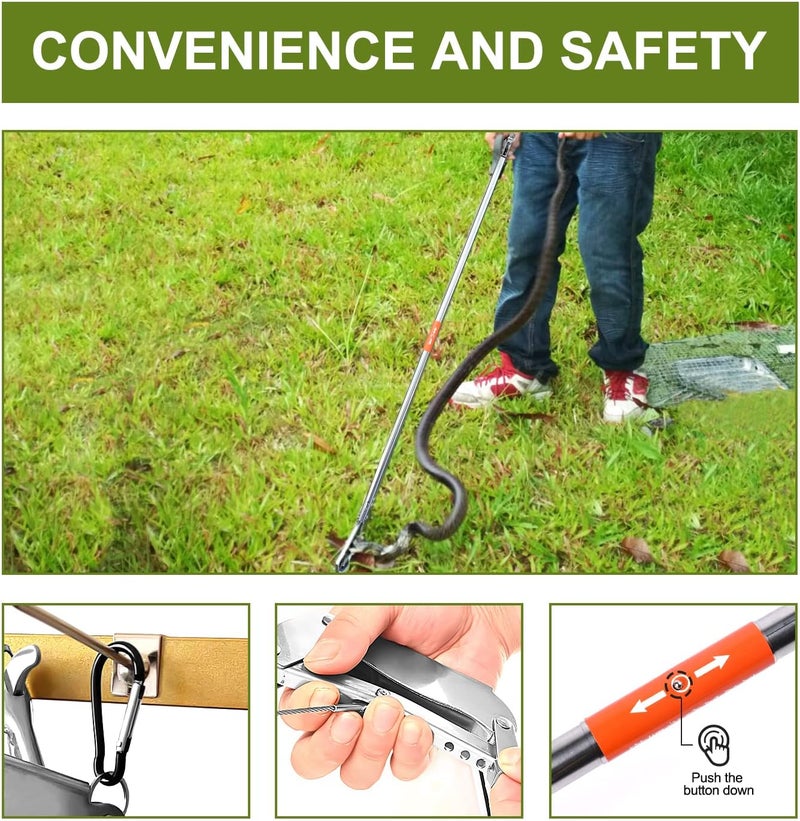 HOOJUKE Snake Grabber Professional All Aluminum Alloy Rattle Snake Catcher Tool Wide Jaw Handling Window Opener Pole Tool with Lock Snake Tongs 2pcs 60 Inch - Image 3